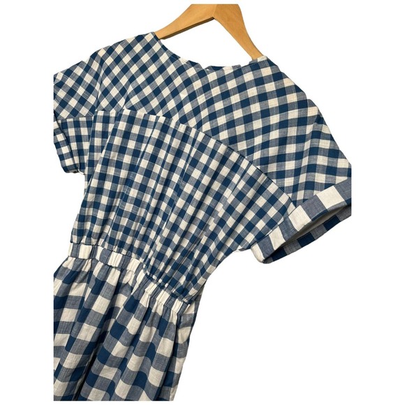 New Mainstrip Gingham V Neck Tie Wrap Front Romper Plaid Blue S - Picture 9 of 15